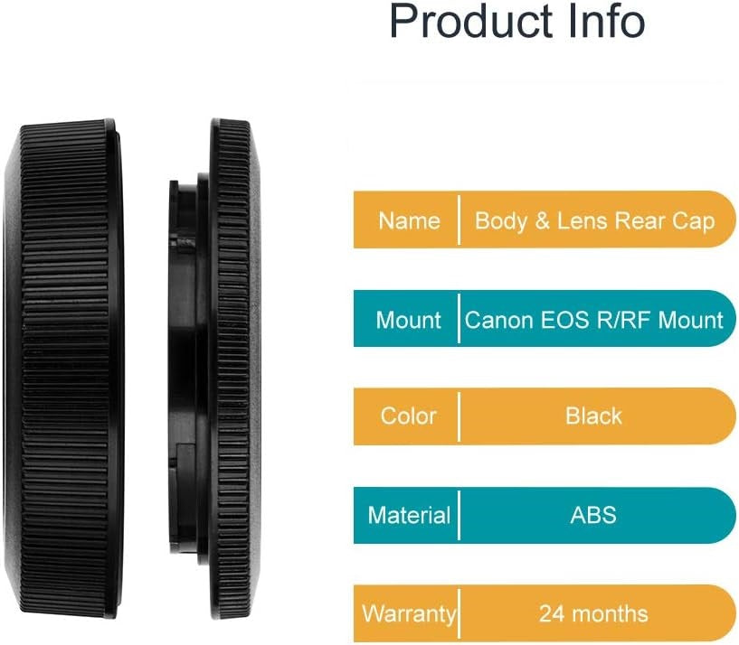 Amopofo RF Mount Body Cap & Rear Lens Cap Cover Set for Canon EOS R / RP - R-F-5 & RF Dust Cap Replacement