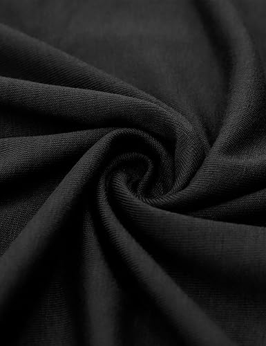 Amoretu Women's Black Pleated V-Neck T-Shirt - Casual Loose Fit Tee Tunic Top (Size L)