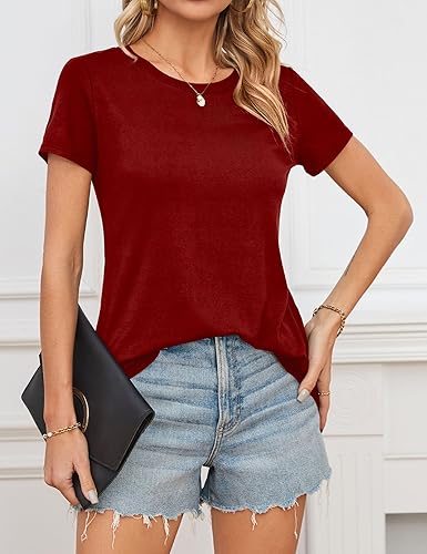 Amoretu Women's Summer Tunic Top | Casual Loose Fit Crewneck Tee | Long Curved Hem T-Shirt - Zeta Store