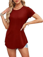 Amoretu Women's Summer Tunic Top | Casual Loose Fit Crewneck Tee | Long Curved Hem T-Shirt - Zeta Store