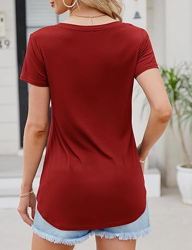 Amoretu Women's Summer Tunic Top | Casual Loose Fit Crewneck Tee | Long Curved Hem T-Shirt - Zeta Store