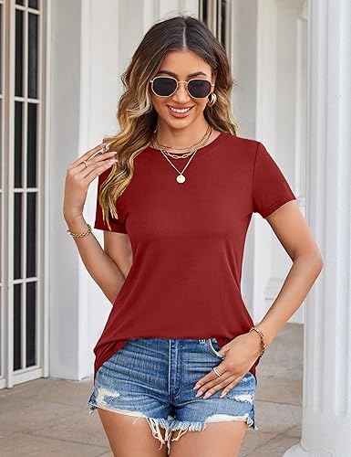 Amoretu Women's Summer Tunic Top | Casual Loose Fit Crewneck Tee | Long Curved Hem T-Shirt - Zeta Store