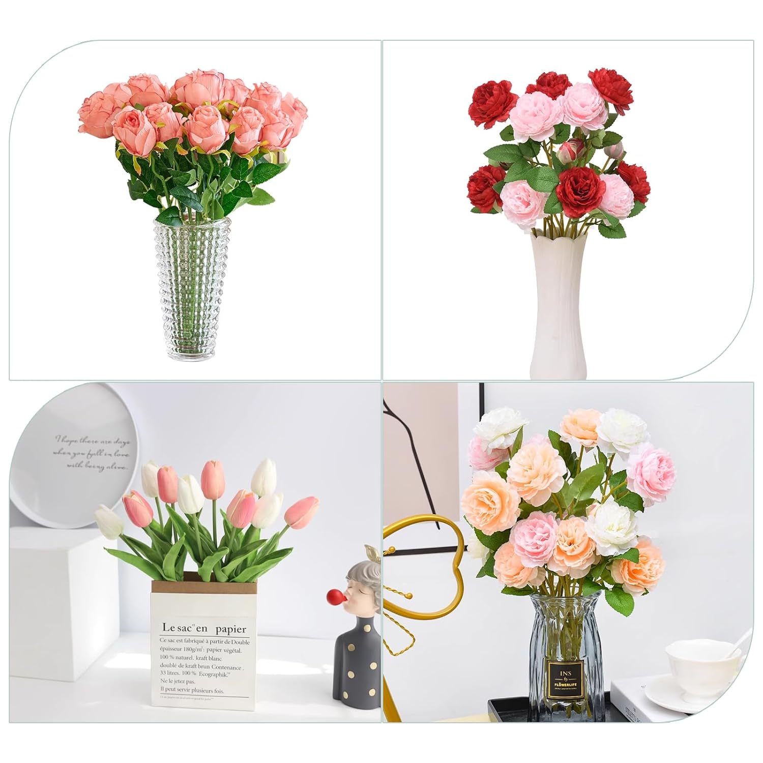 Aomhrek 3-Roll Florist Tape & 30cm Wire Set | Highly Flexible Floral Taping & Stem Wires for Flower Arranging, Bouquets & DIY Art