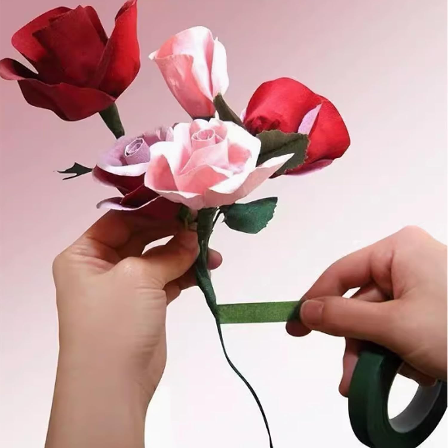 Aomhrek 3-Roll Florist Tape & 30cm Wire Set | Highly Flexible Floral Taping & Stem Wires for Flower Arranging, Bouquets & DIY Art
