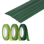 Aomhrek 3-Roll Florist Tape & 30cm Wire Set | Highly Flexible Floral Taping & Stem Wires for Flower Arranging, Bouquets & DIY Art
