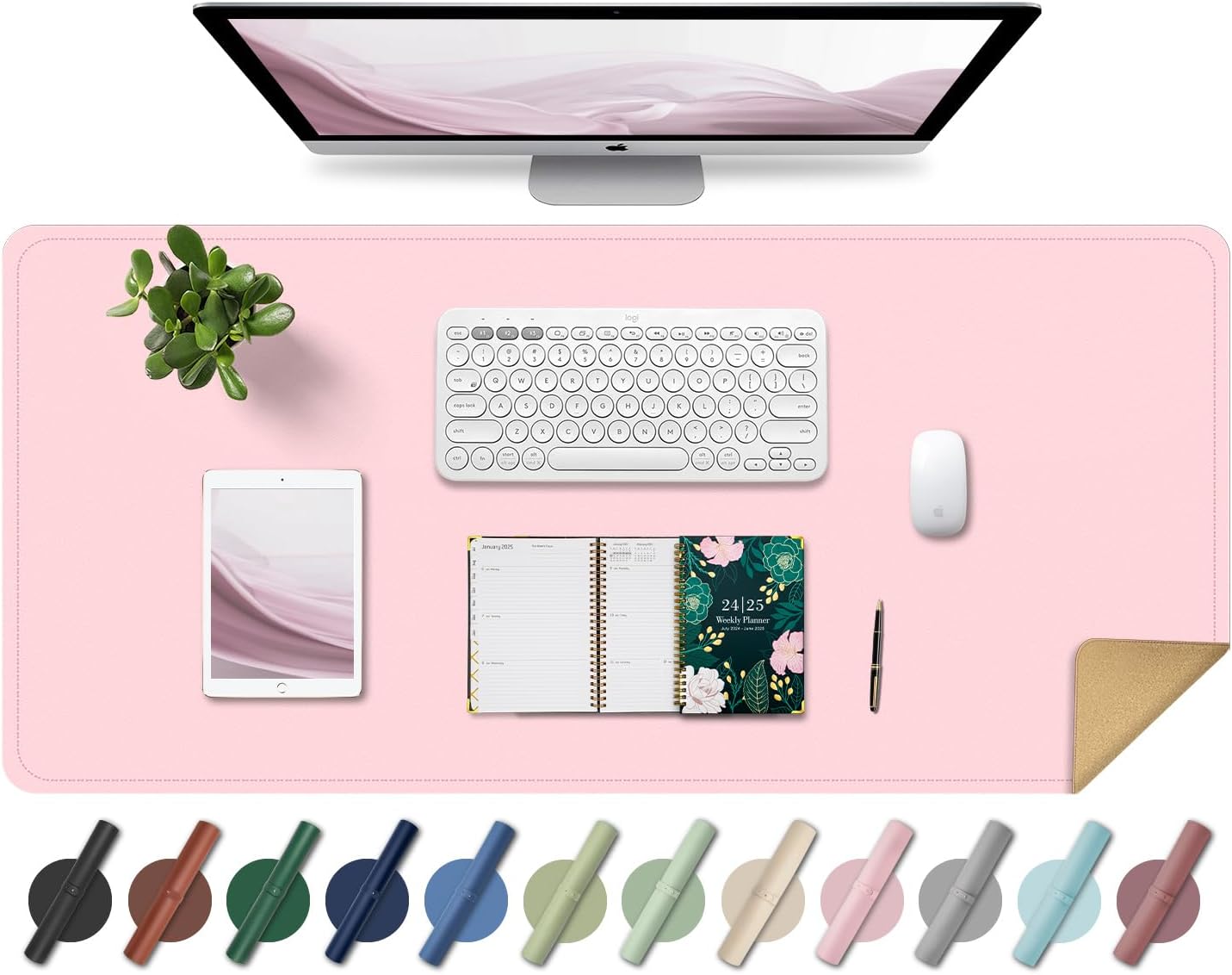 Dual-Side Magic: BLESWIN 120x60cm Large Waterproof Leather Desk Pad - Non-Slip Suede Base & Vibrant Colors (Aqua, Lilac, Matcha & More) 🖱️ - Zeta Store