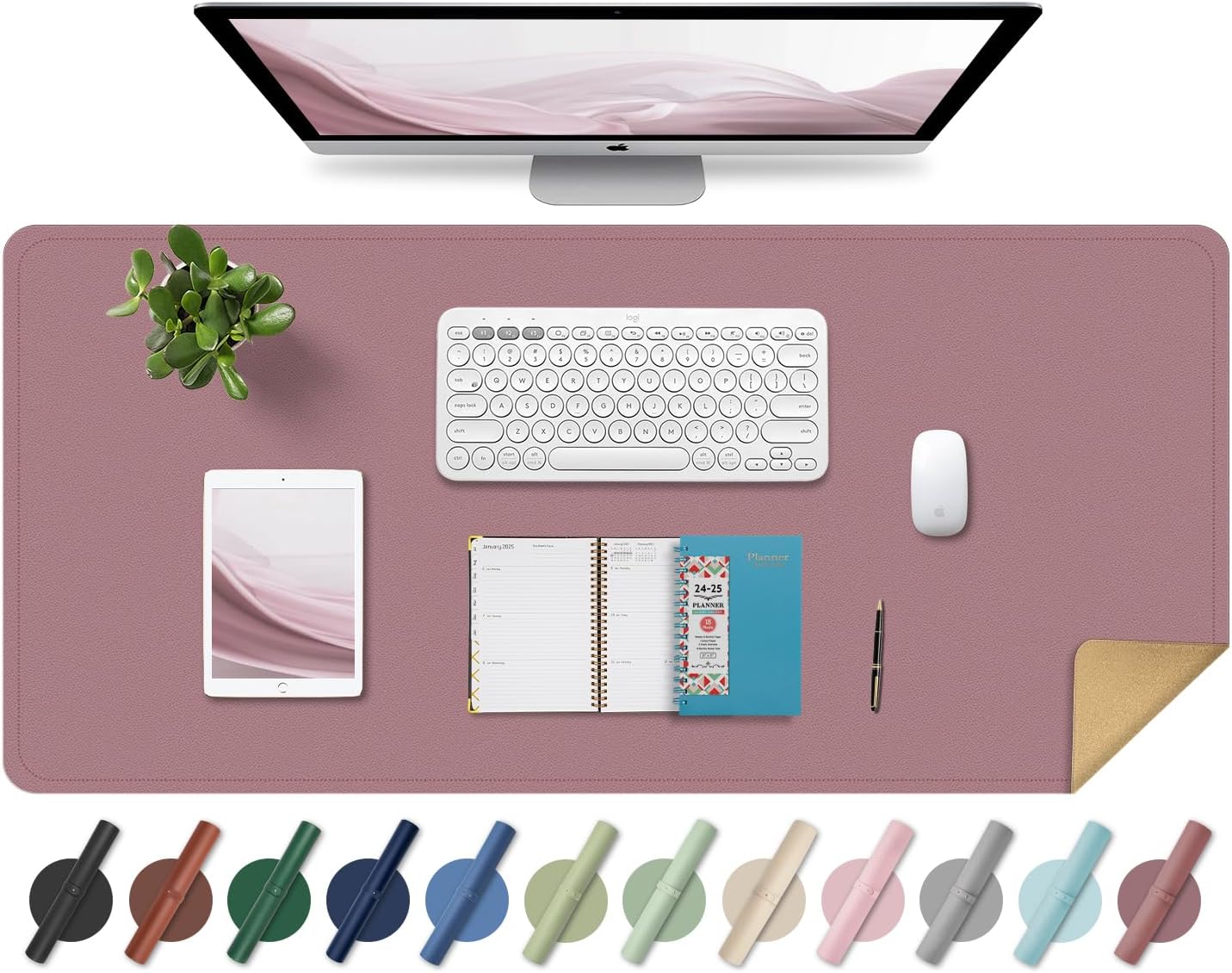 Dual-Side Magic: BLESWIN 120x60cm Large Waterproof Leather Desk Pad - Non-Slip Suede Base & Vibrant Colors (Aqua, Lilac, Matcha & More) 🖱️ - Zeta Store