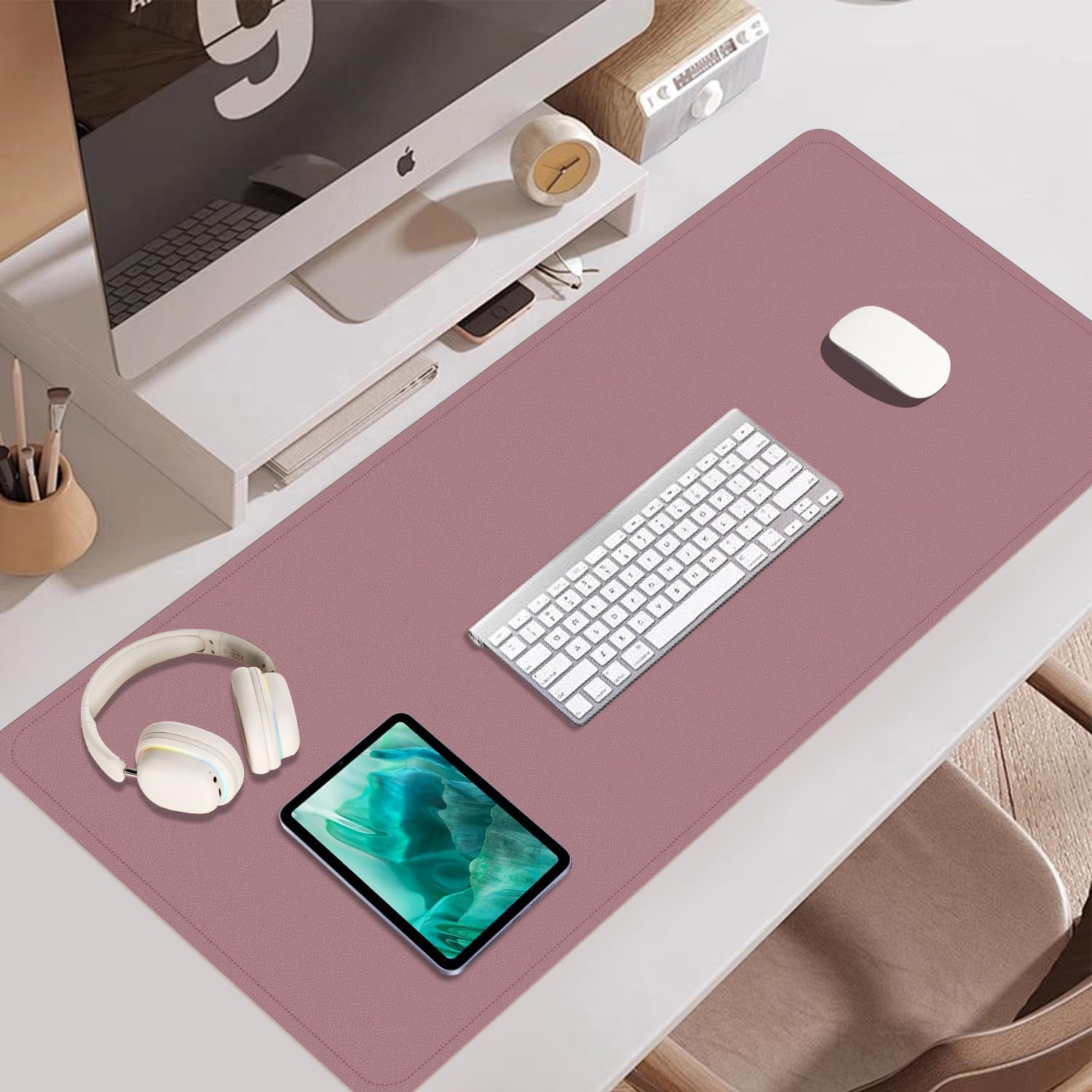 Dual-Side Magic: BLESWIN 120x60cm Large Waterproof Leather Desk Pad - Non-Slip Suede Base & Vibrant Colors (Aqua, Lilac, Matcha & More) 🖱️ - Zeta Store