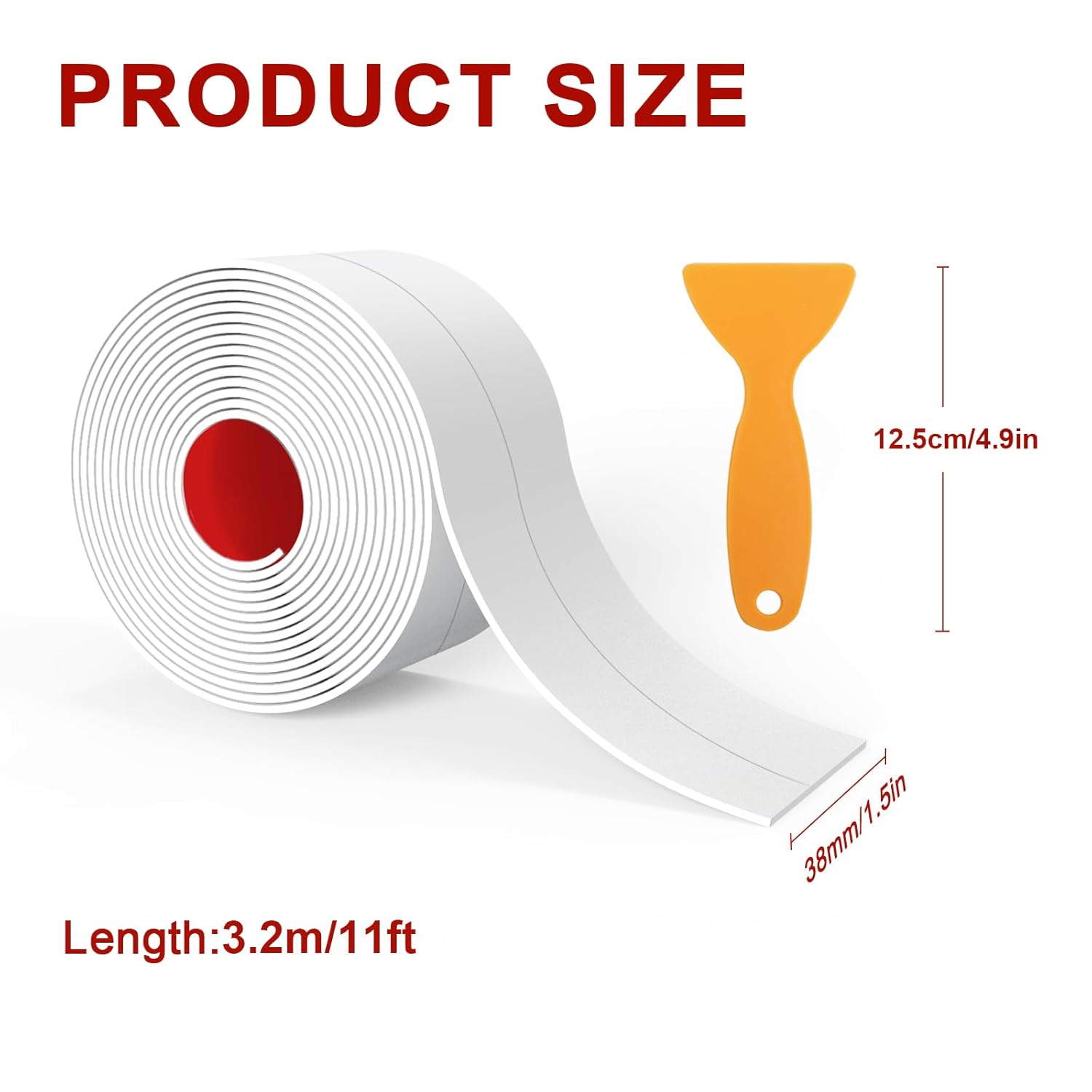 BONAVCY Bathroom Sealing Strips | 38mm x 3.2m Waterproof Self-Adhesive Tape | 90° Corner Seal with Application Tool | For Kitchen, Bath, Wall Gaps | Brand New in Barn