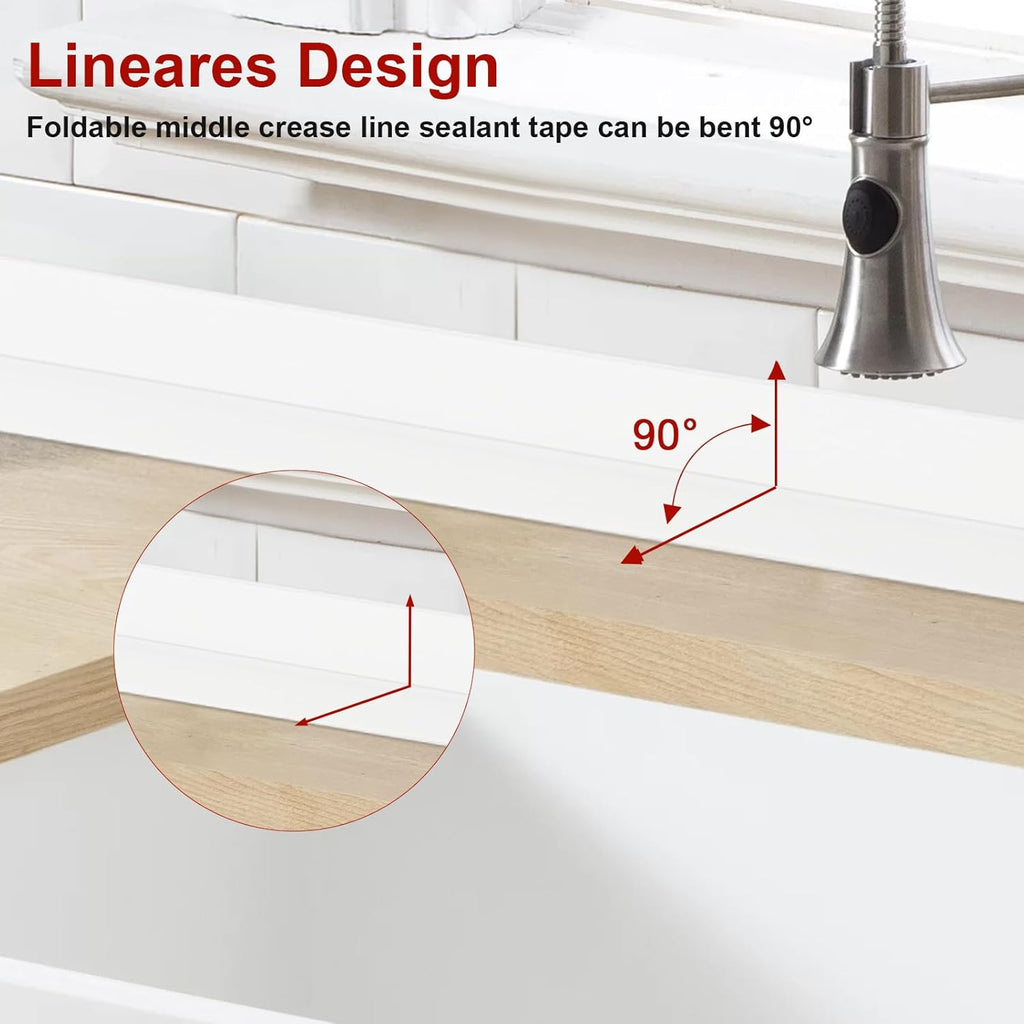 BONAVCY Bathroom Sealing Strips | 38mm x 3.2m Waterproof Self-Adhesive Tape | 90° Corner Seal with Application Tool | For Kitchen, Bath, Wall Gaps | Brand New in Barn