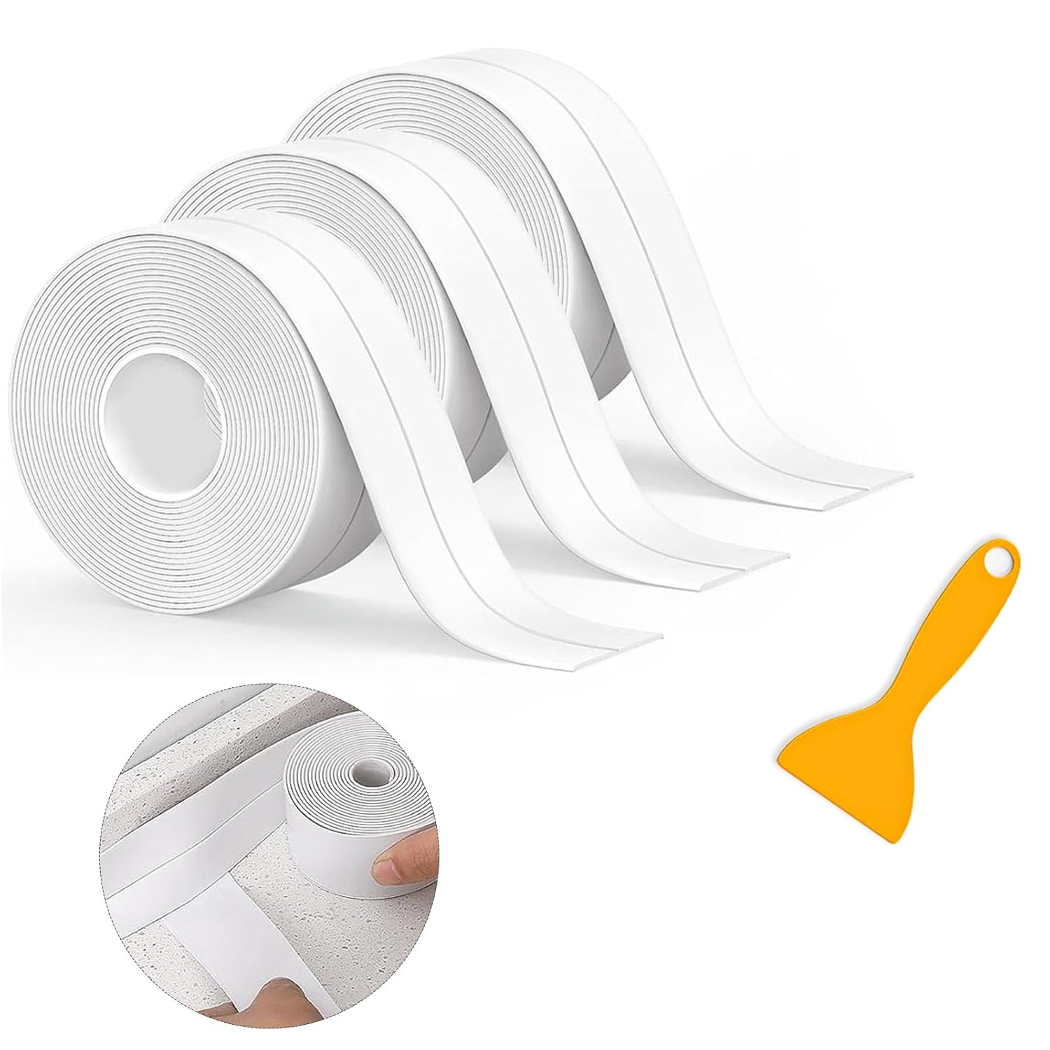 BONAVCY Bathroom Sealing Strips | 38mm x 3.2m Waterproof Self-Adhesive Tape | 90° Corner Seal with Application Tool | For Kitchen, Bath, Wall Gaps | Brand New in Barn