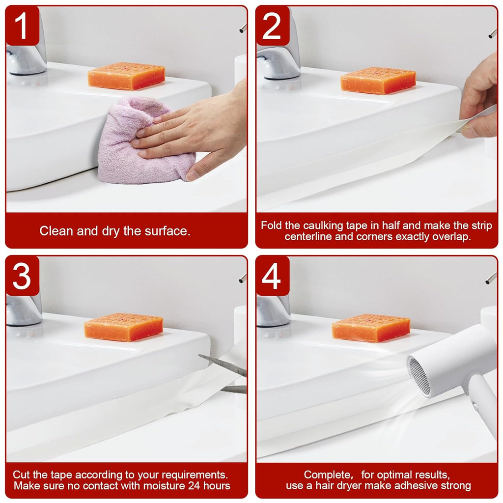 BONAVCY Bathroom Sealing Strips | 38mm x 3.2m Waterproof Self-Adhesive Tape | 90° Corner Seal with Application Tool | For Kitchen, Bath, Wall Gaps | Brand New in Barn