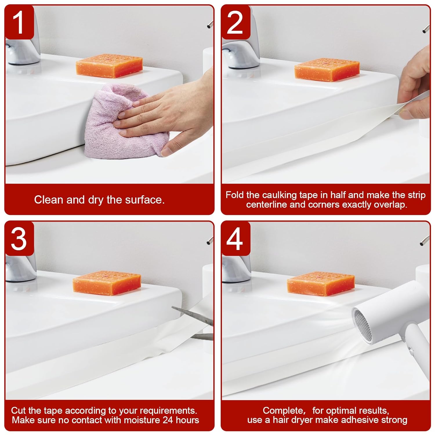 BONAVCY Bathroom Sealing Strips | 38mm x 3.2m Waterproof Self-Adhesive Tape | 90° Corner Seal with Application Tool | For Kitchen, Bath, Wall Gaps | Brand New in Barn