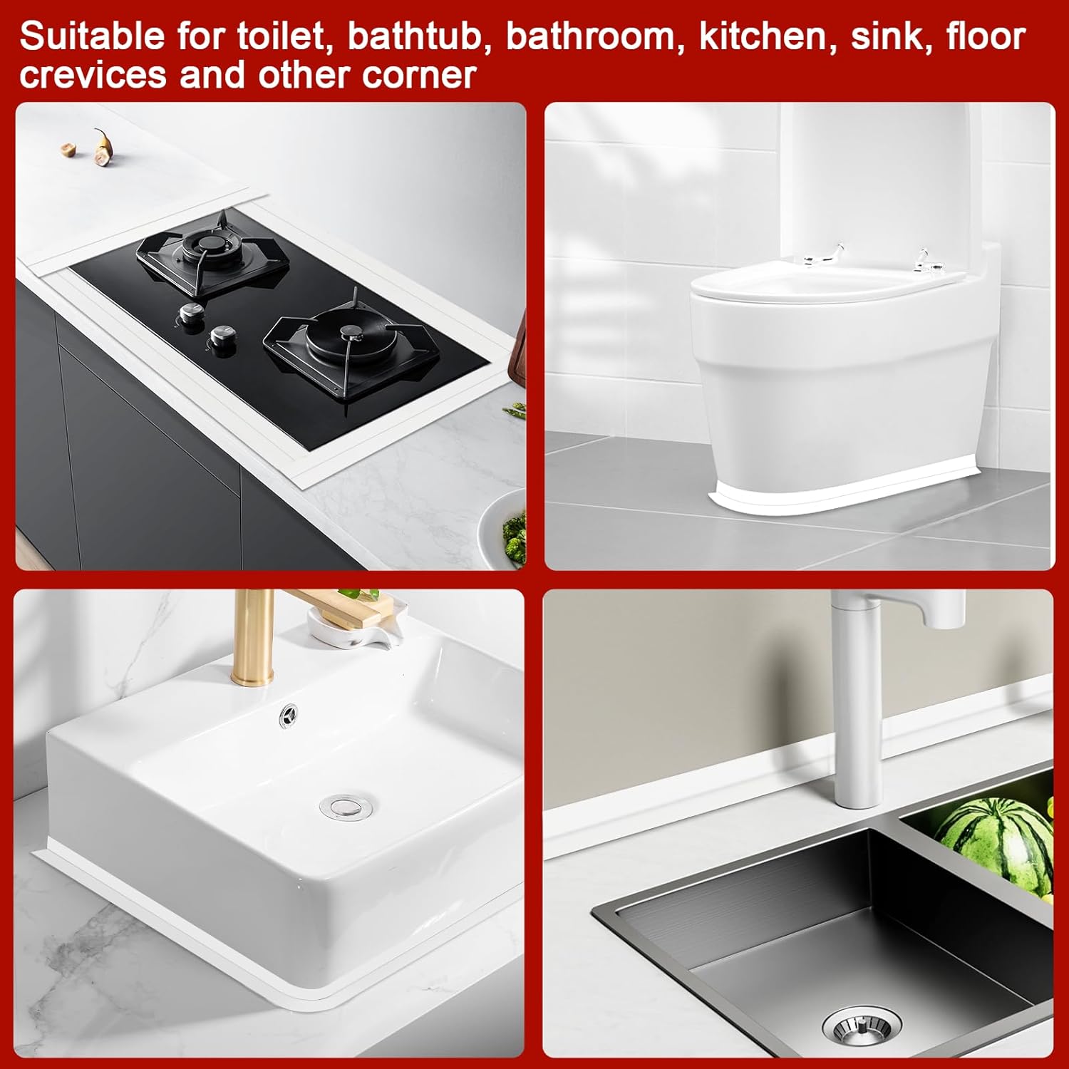 BONAVCY Bathroom Sealing Strips | 38mm x 3.2m Waterproof Self-Adhesive Tape | 90° Corner Seal with Application Tool | For Kitchen, Bath, Wall Gaps | Brand New in Barn