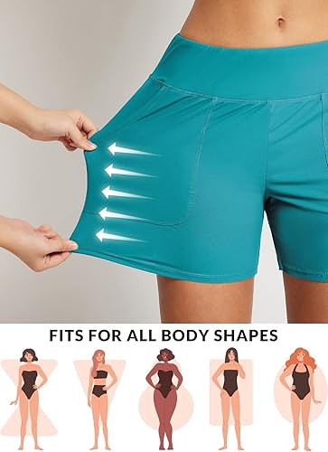 Baleaf Women's High-Waisted Swim Shorts  - Tummy Control Beach & Board Shorts | Brand New!
