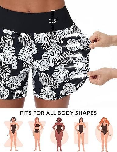 Baleaf Women's High-Waisted Swim Shorts  - Tummy Control Beach & Board Shorts | Brand New!