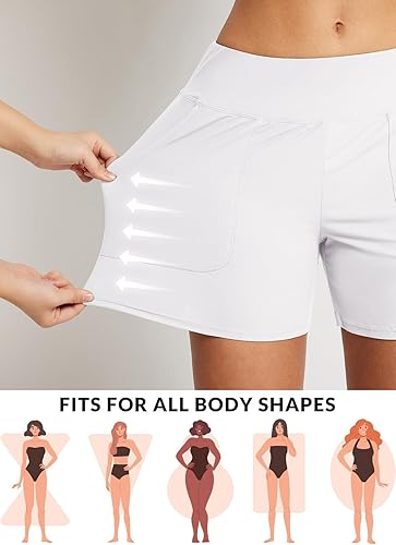 Baleaf Women's High-Waisted Swim Shorts  - Tummy Control Beach & Board Shorts | Brand New!