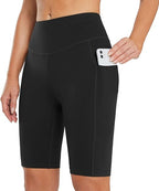 Baleaf Women's 10" Workout Shorts - High Waisted Yoga & Running Shorts with Pockets | LIMITED TIME OFFER! Black