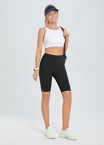 Baleaf Women's 10" Workout Shorts - High Waisted Yoga & Running Shorts with Pockets | LIMITED TIME OFFER! Black
