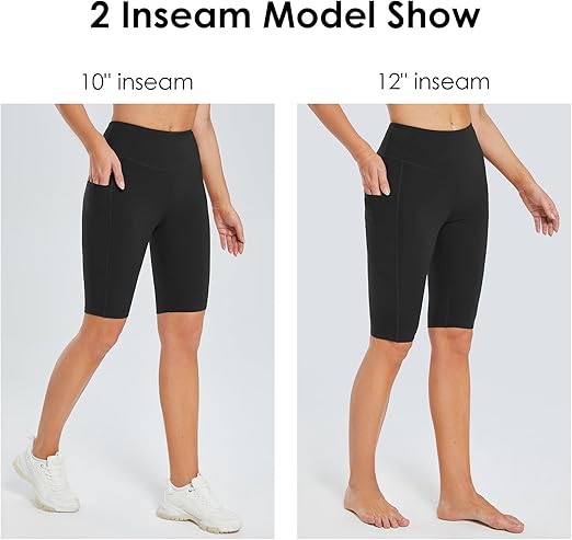 Baleaf Women's 10" Workout Shorts - High Waisted Yoga & Running Shorts with Pockets | LIMITED TIME OFFER! Black