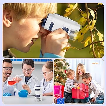 BEBANG 60X-135X Pocket Microscope for Kids & Adults – Includes 5 Specimen Slides | Portable Handheld Mini Microscope