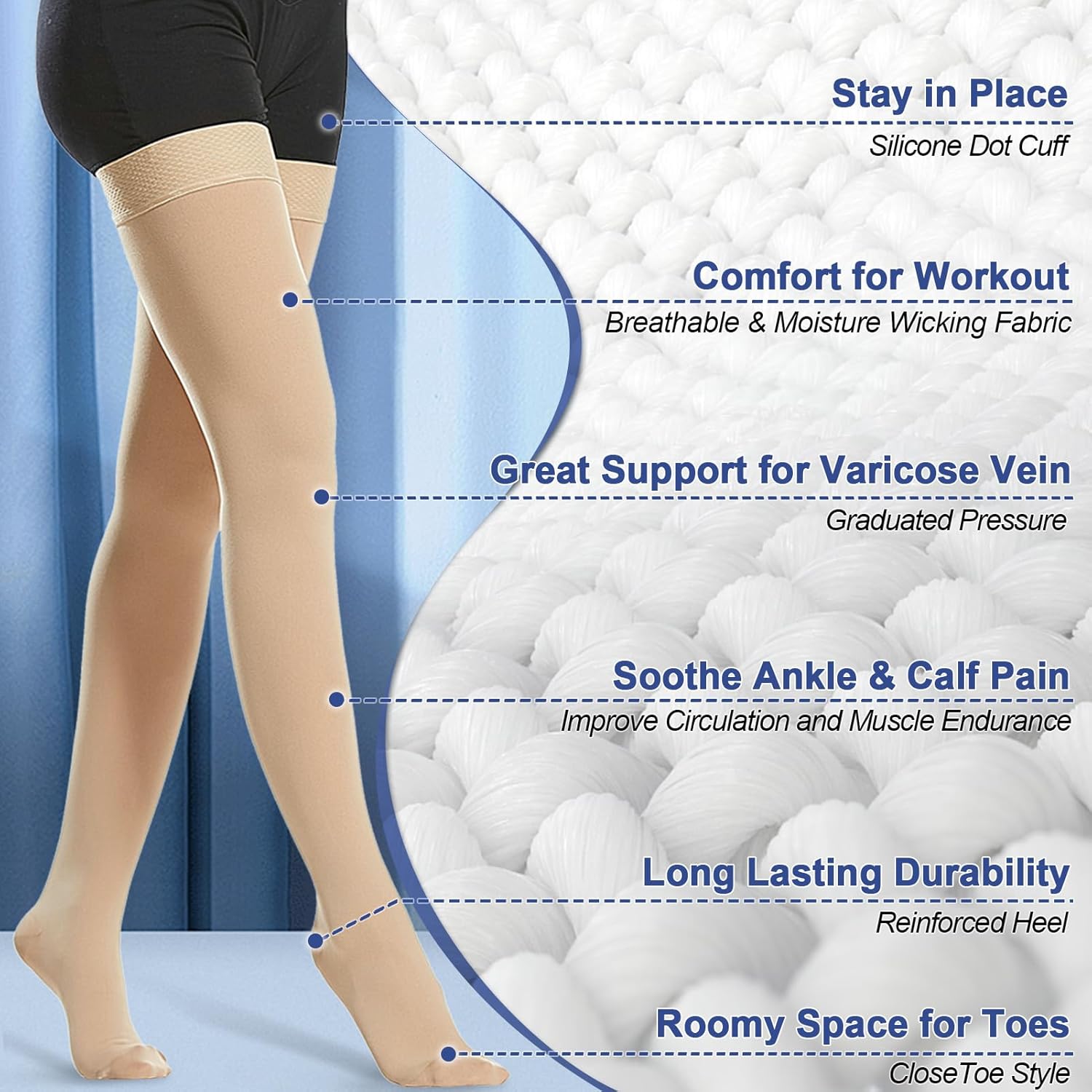 Beister Medical Thigh High Compression Stockings 20-30 mmHg - Firm Support (1 Pair) - Zeta Store