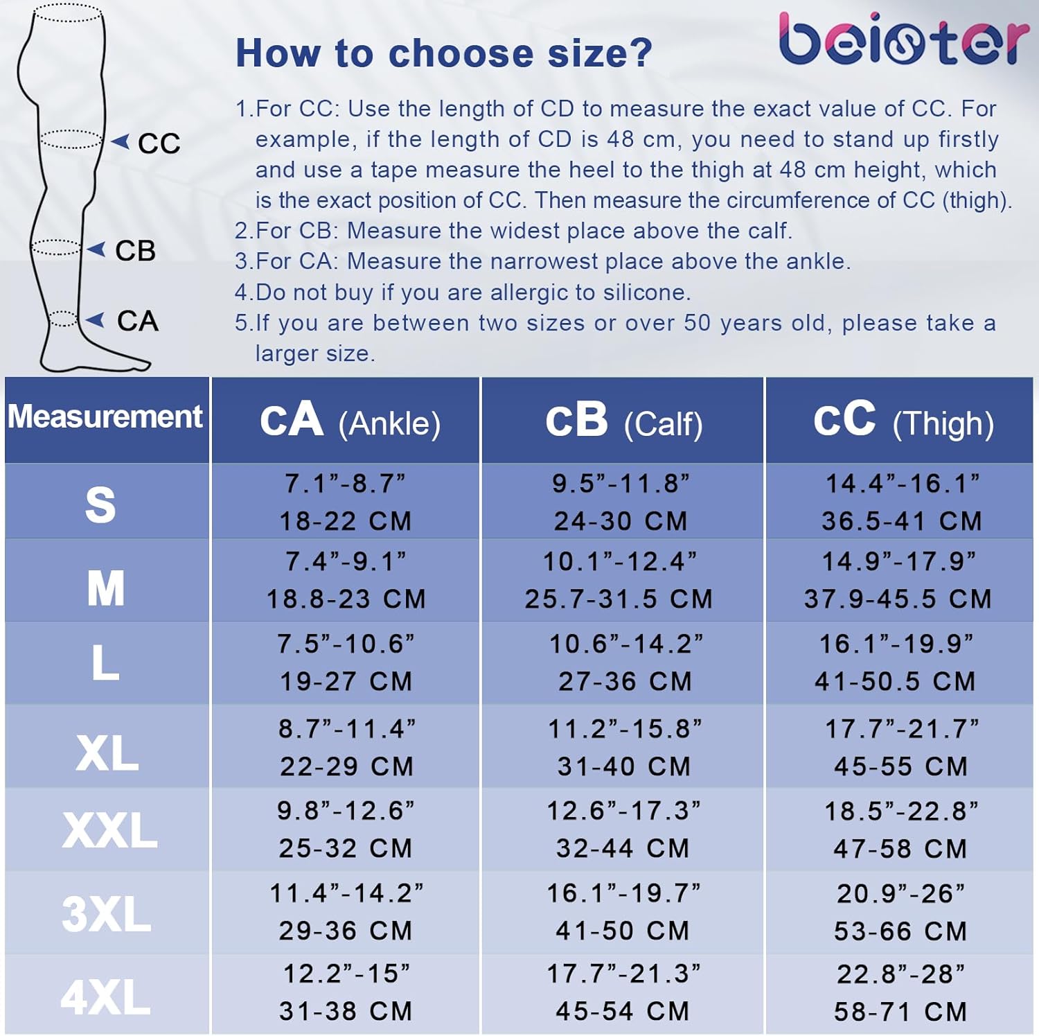 Beister Medical Thigh High Compression Stockings 20-30 mmHg - Firm Support (1 Pair) - Zeta Store