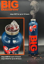 NEW! Big BuzzBrew 1L Insulated Thermos Flask | 2 Lids, 2 Straws & Brush | 24hr Cold & 12hr Hot | Leakproof Stainless Steel Sports Bottle