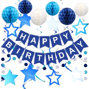 Navy Blue "Happy Birthday" Decoration Set | Complete Party Kit for a Stunning Celebration - Zeta Store