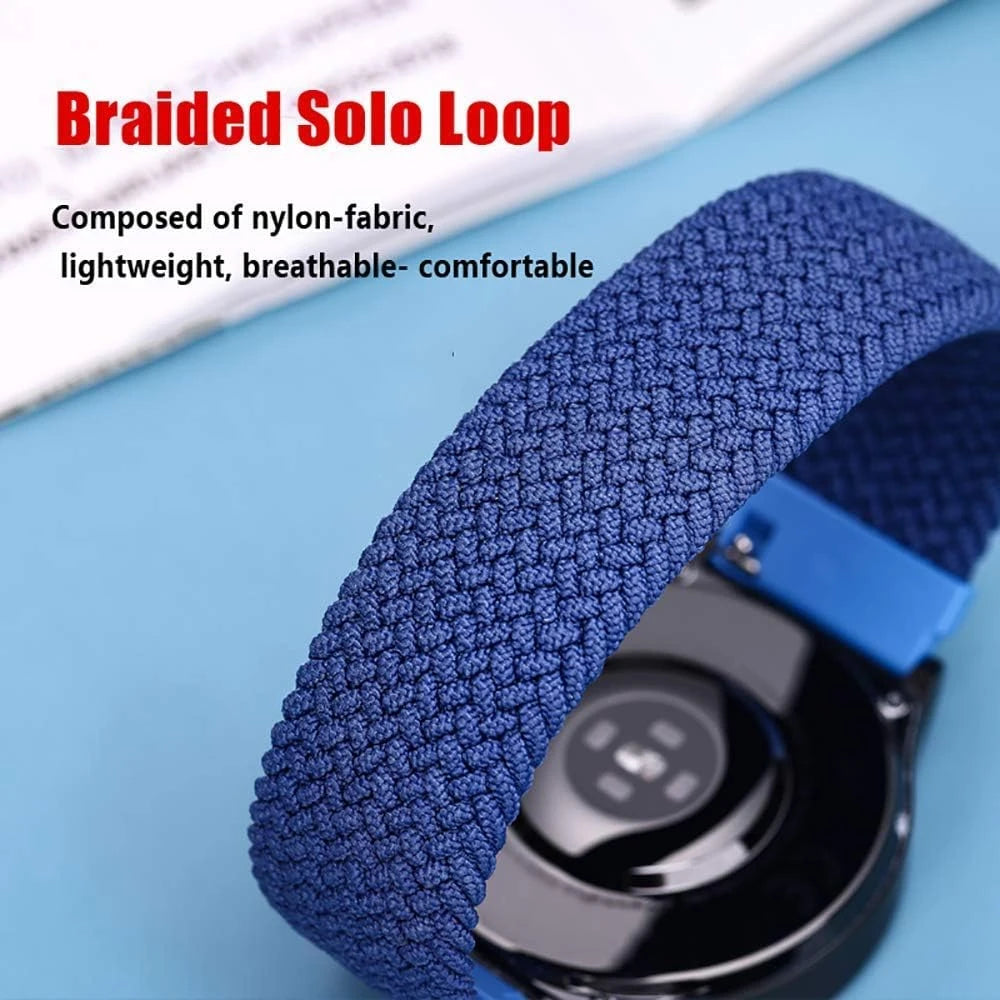 SOLOLUP Braided Solo Loop Sport Strap 20mm 22mm - Elastic Nylon Watch Band for Samsung, Garmin, Huawei, Amazfit | Blue, Pink, Purple, Black