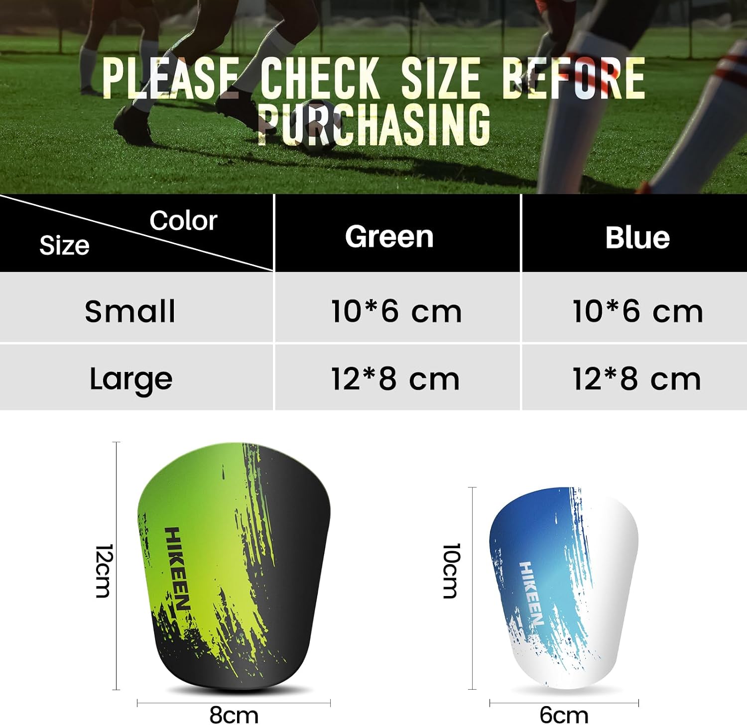 Boosteady Mini Football Shin Pads - 1 Pair Extra Small 12 X 8 Cm Non-slip Front Leg Guards - Ultra-lightweight Green