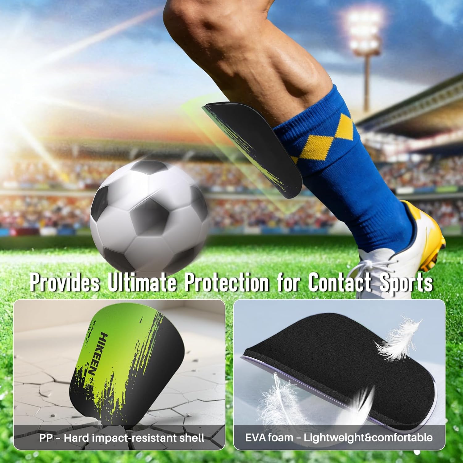 Boosteady Mini Football Shin Pads - 1 Pair Extra Small 12 X 8 Cm Non-slip Front Leg Guards - Ultra-lightweight Green