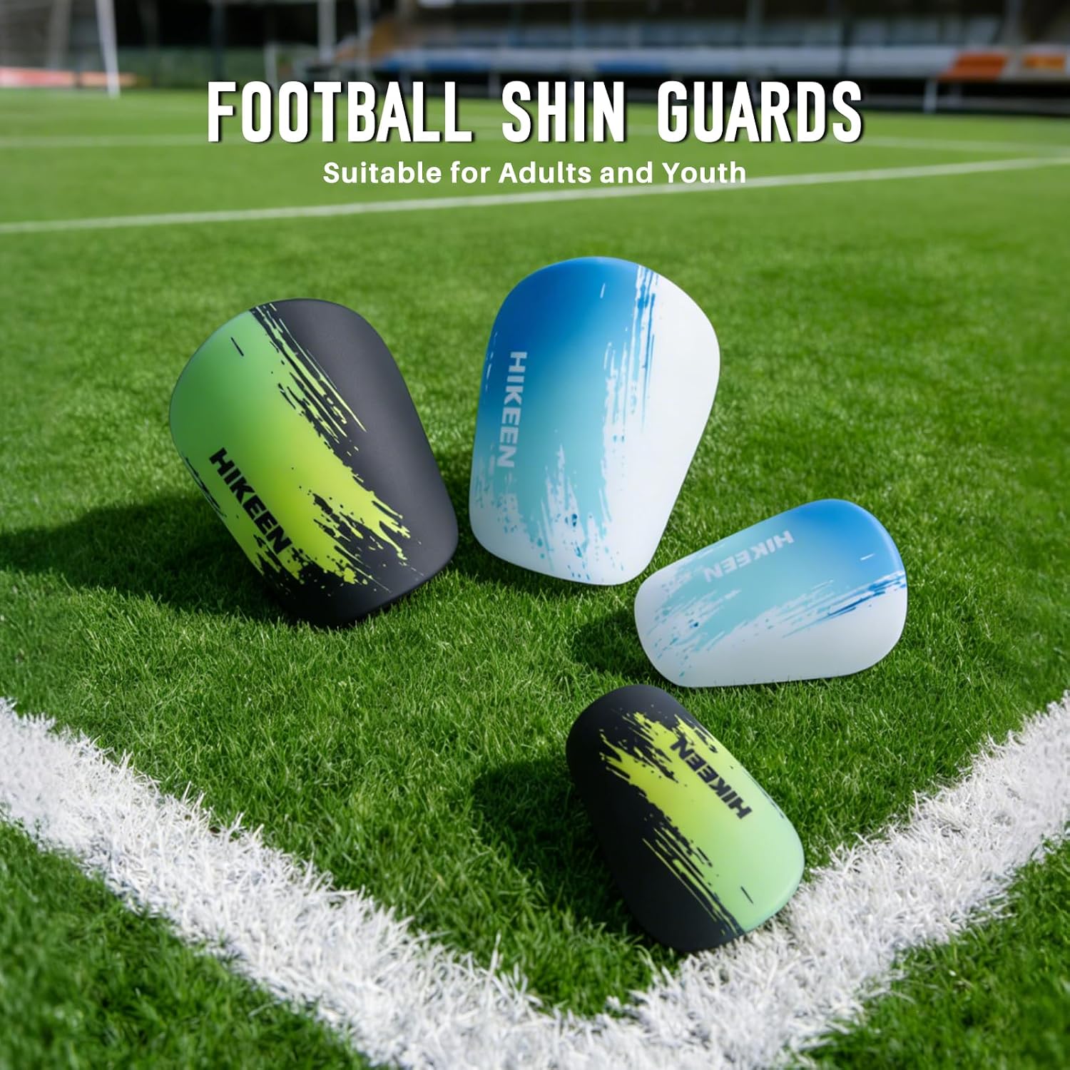 Boosteady Mini Football Shin Pads - 1 Pair Extra Small 12 X 8 Cm Non-slip Front Leg Guards - Ultra-lightweight Green