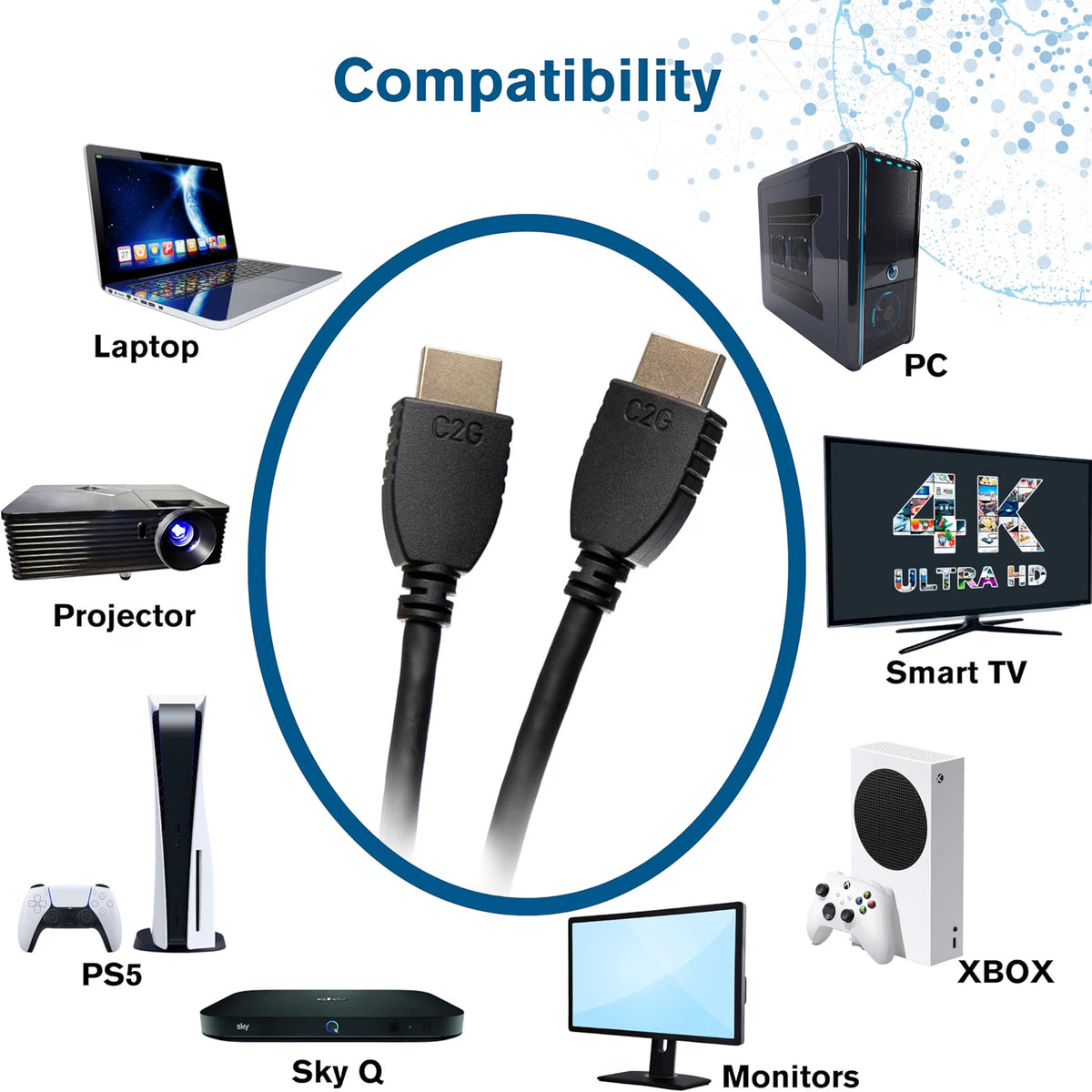 C2G 56783 High Speed HDMI Cable with Ethernet - 4K 60Hz HDMI 2.0 Gold Plated, 6ft (1.8m) Black