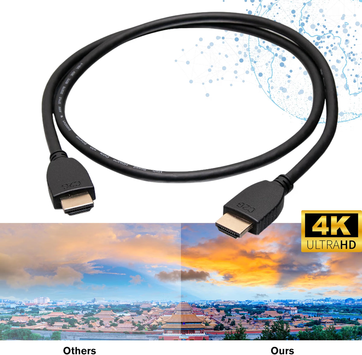 C2G 56783 High Speed HDMI Cable with Ethernet - 4K 60Hz HDMI 2.0 Gold Plated, 6ft (1.8m) Black