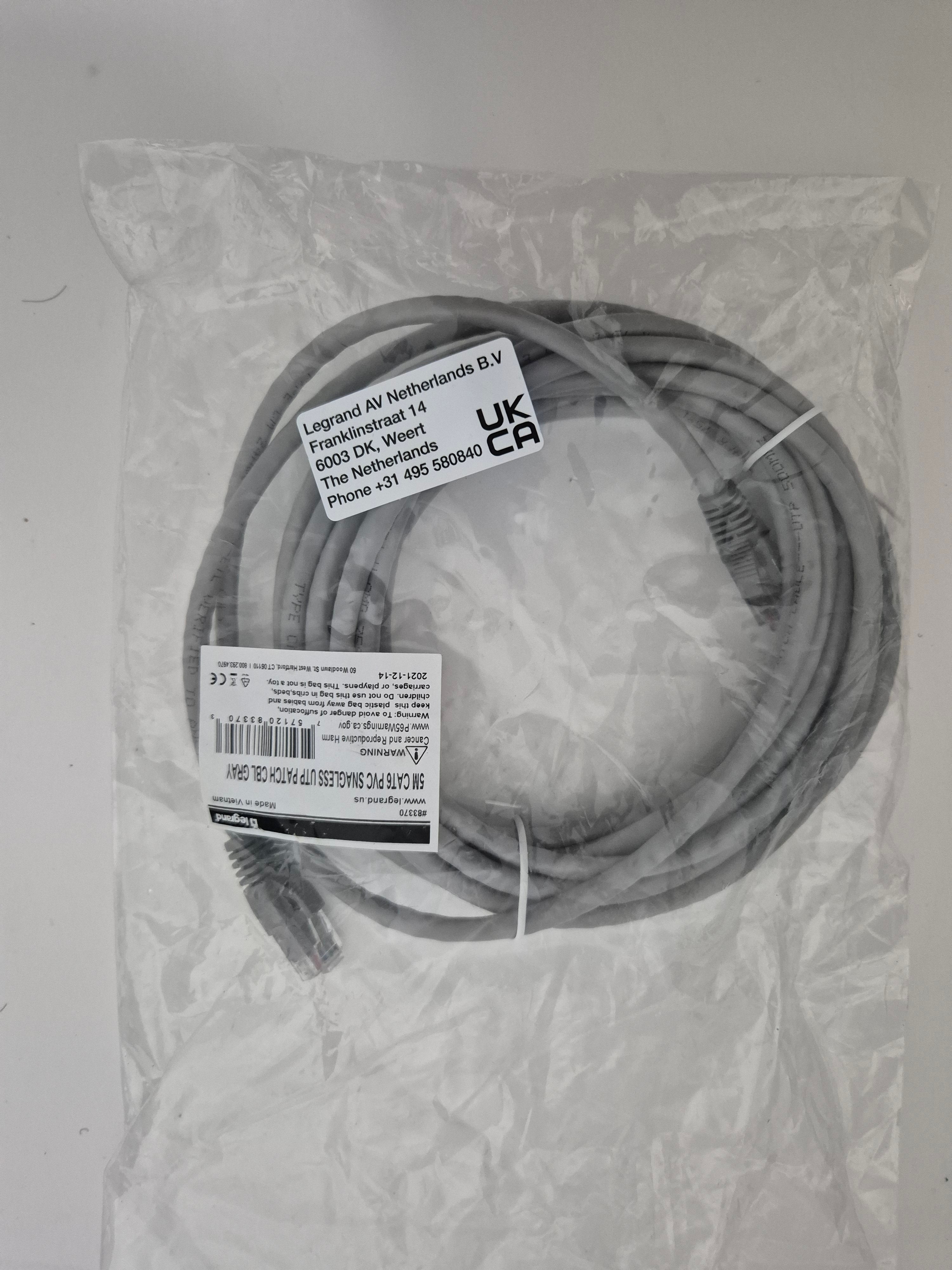 C2G Cat6 Ethernet Cable 5m | Snagless Boot, UTP, Grey | Gigabit Ready | Brand New in Bag - Zeta Store