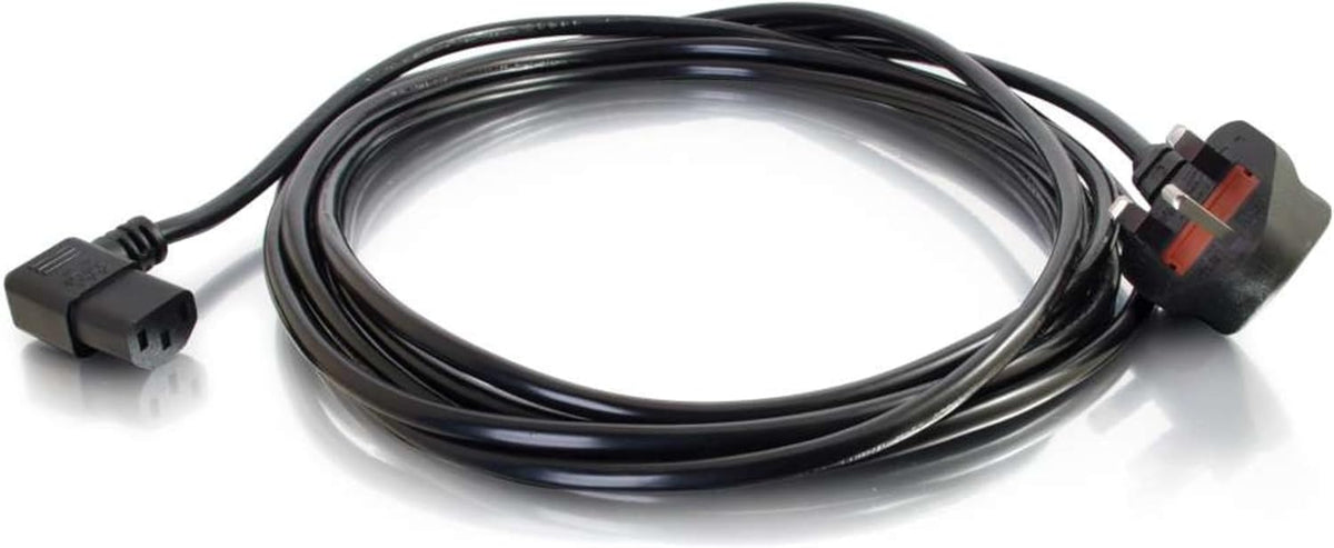 C2G 88520 2M 90 Degree Kettle Lead - Right Angle IEC C13 to UK BS1363 Plug Power Cable - 17AWG 10A - Black