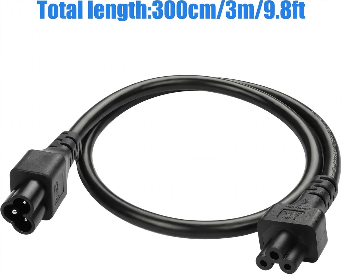 JLY IEC 320 C6 to C5 extension cable, 60cm, C6 male to C5 female power adapter for monitors, projectors, printers, scanners