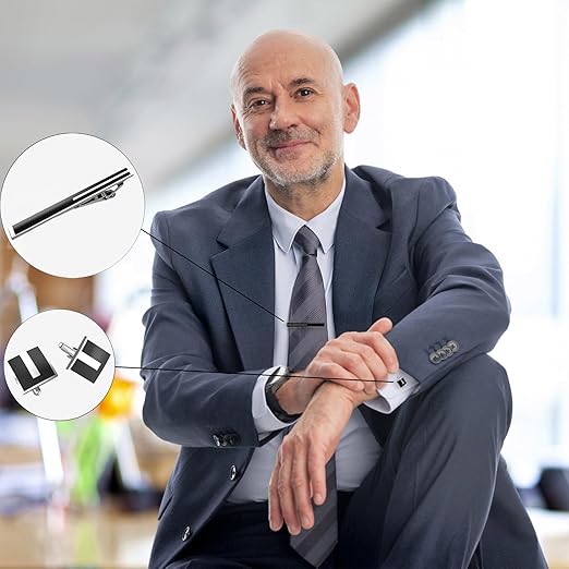 CDDFUNGO Tie Clips & Cufflinks Set for Men | Classic Black, Silver & Copper | Formal & Holiday Occasions - Zeta Store