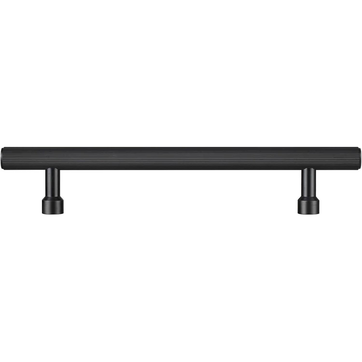 CILEYTION 10 Pack Black Kitchen Handles - 128mm Hole Spacing, 180mm Modern Knurled Cupboard Handles - Aluminium Cabinet Door & Drawer Pulls