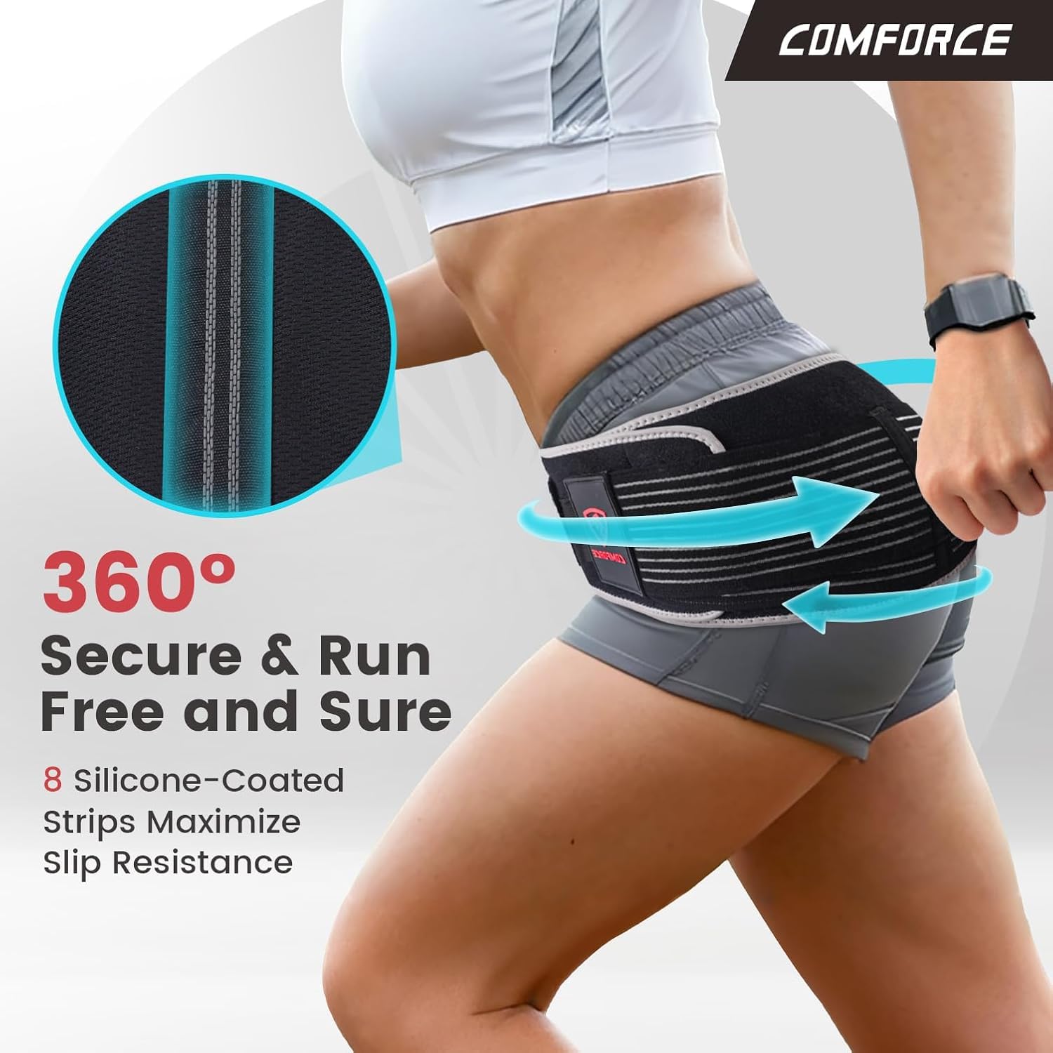 COMFORCE SI joint hip belt with ice pack, 2-in-1 compression and cold/hot therapy for lower back, pelvis, and sciatica support.