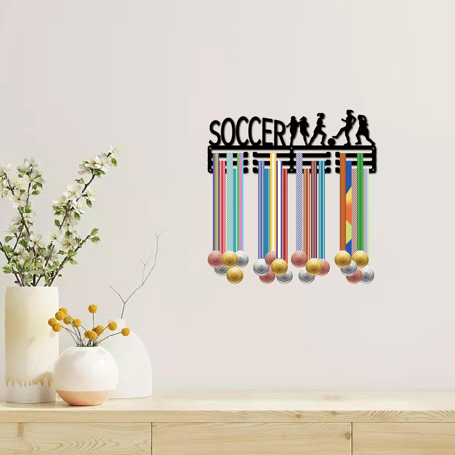 Creatcabin - Medals Holder Hanger Medals Display Rack Fission Metal Medal Shelf Hangers Organizer Medal Frame Wall Mounted For Award Ribbon Lanyard