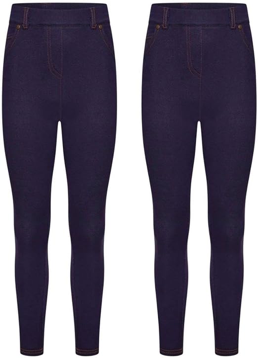 Casualking 2-pack navy cotton leggings for girls, size 5/6 years, soft, warm, stretchy, and comfortable for kids.
