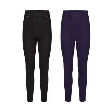 Casualking 2-pack girls' leggings in black and navy, size 7/8 years, soft cotton, warm, stretchy, and comfortable for kids.