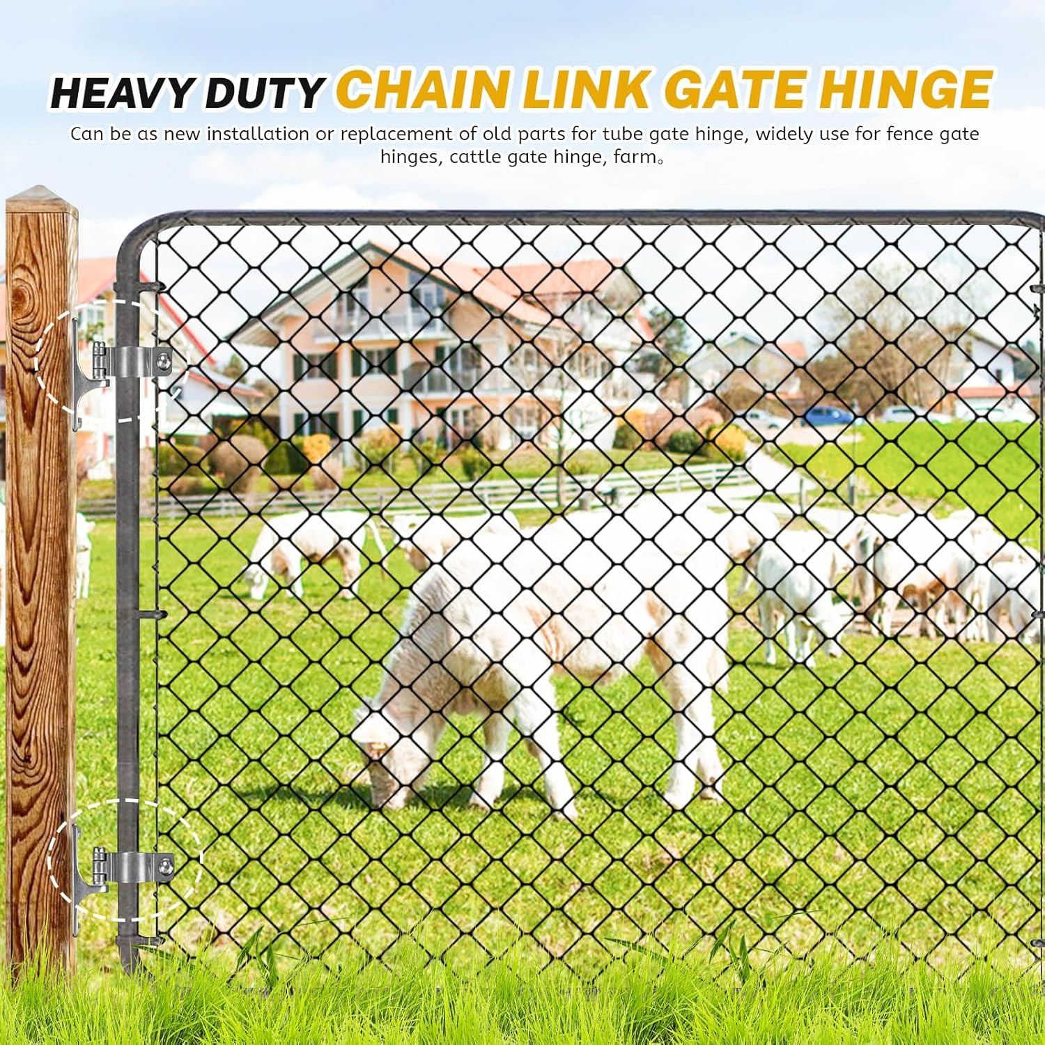 Heavy Duty Chain Link Gate Hinge Set (6PCS) - No Welding Needed! For 1-3/8" Pipe | Barn & Farm Ready - Zeta Store