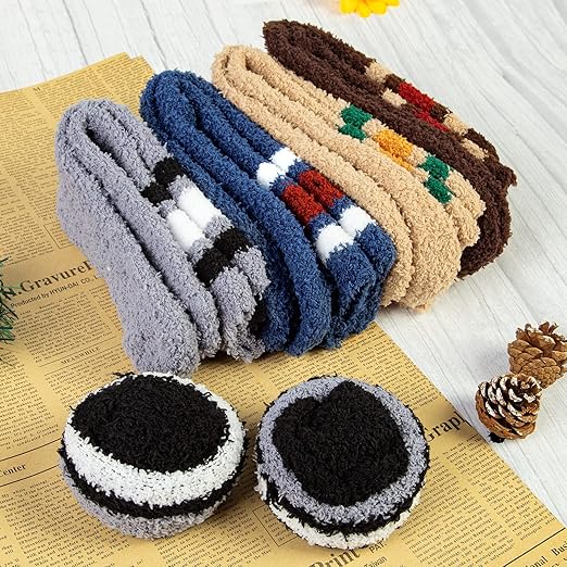 Chalier Cozy - 5 Pairs Men's Fluffy Slipper Socks – Thermal, Comfy & High Elasticity Thick Winter Socks - Zeta Store