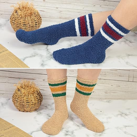 Chalier Cozy - 5 Pairs Men's Fluffy Slipper Socks – Thermal, Comfy & High Elasticity Thick Winter Socks - Zeta Store