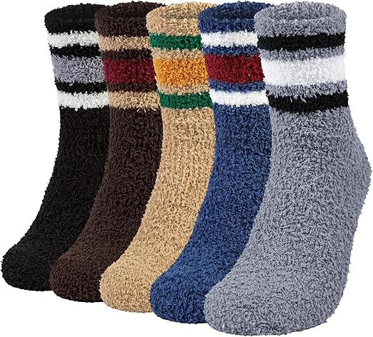 Chalier Cozy - 5 Pairs Men's Fluffy Slipper Socks – Thermal, Comfy & High Elasticity Thick Winter Socks - Zeta Store