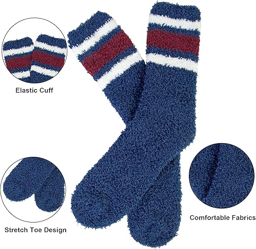 Chalier Cozy - 5 Pairs Men's Fluffy Slipper Socks – Thermal, Comfy & High Elasticity Thick Winter Socks - Zeta Store