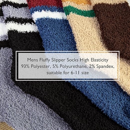 Chalier Cozy - 5 Pairs Men's Fluffy Slipper Socks – Thermal, Comfy & High Elasticity Thick Winter Socks - Zeta Store